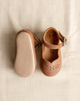 Soft sole brown Leather Mary Janes for babies.