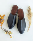 Adelisa & Co leather Mule shoe for women available in black, dark brown and medium brown.
