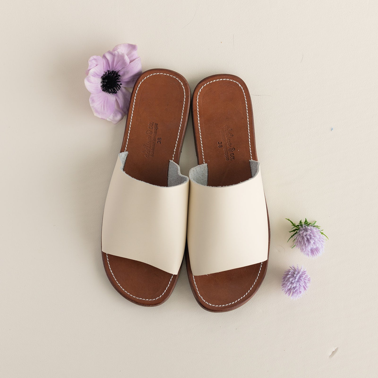 Women's Handmade Leather Slides Sandals