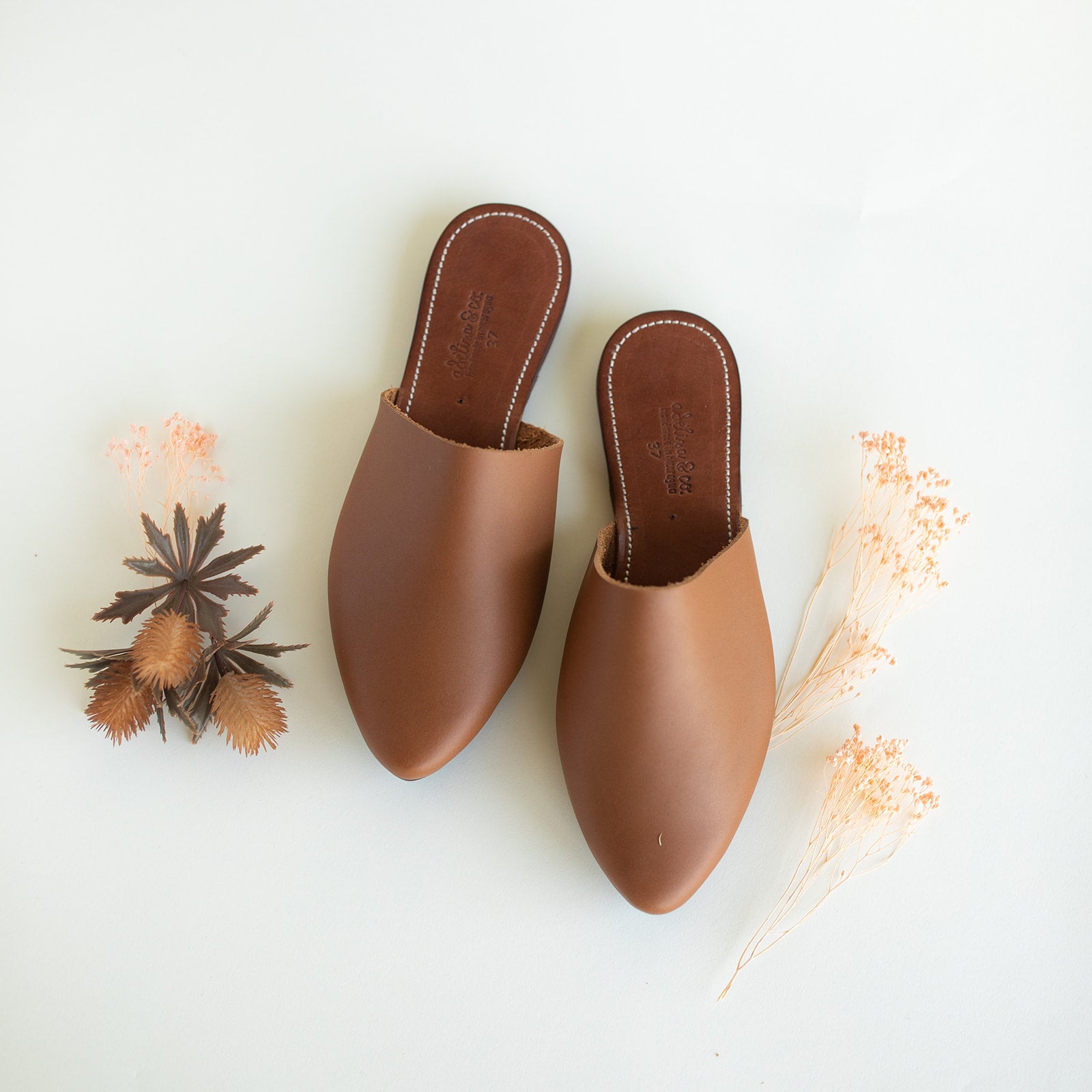 Adelisa &amp; Co leather Mule shoe for women available in black, dark brown and medium brown.
