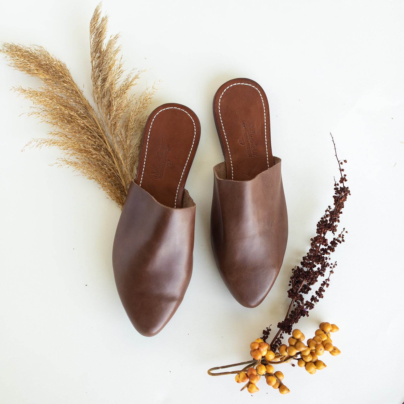 Adelisa & Co leather Mule shoe for women available in black, dark brown and medium brown.