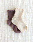 Warm Ribbed Ankle Socks with Curling