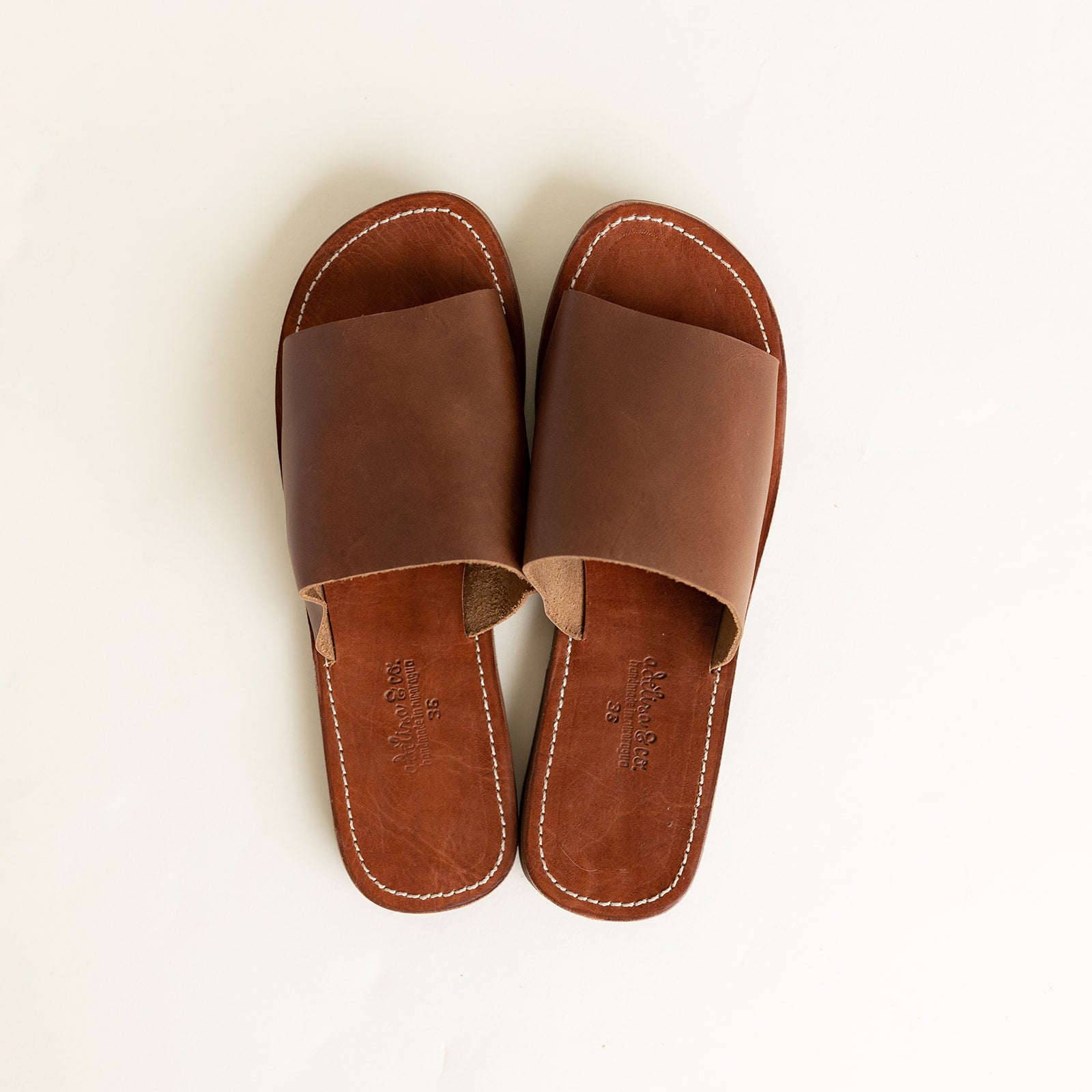 Tan leather deals slide sandals