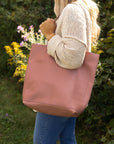 Adelisa & Co earthy dark pink leather tote for women.