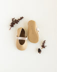 Beautiful slip on leather Mary Jane for babies in a beige tone