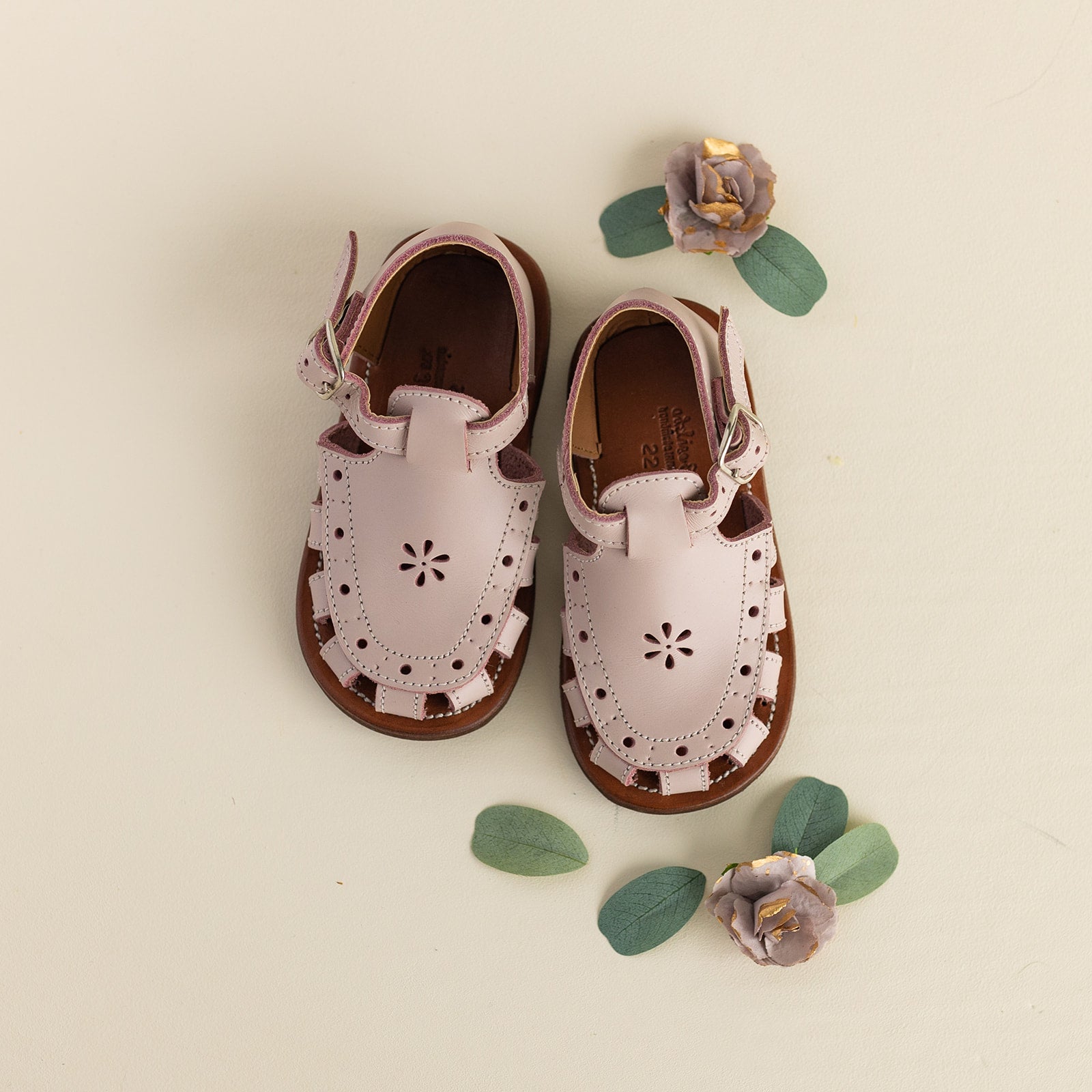 Lavender Flora {Children&#39;s Leather Sandals}