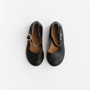 Adelisa & Co's handmade leather Cosecha mary janes for little girls with leaf detail.