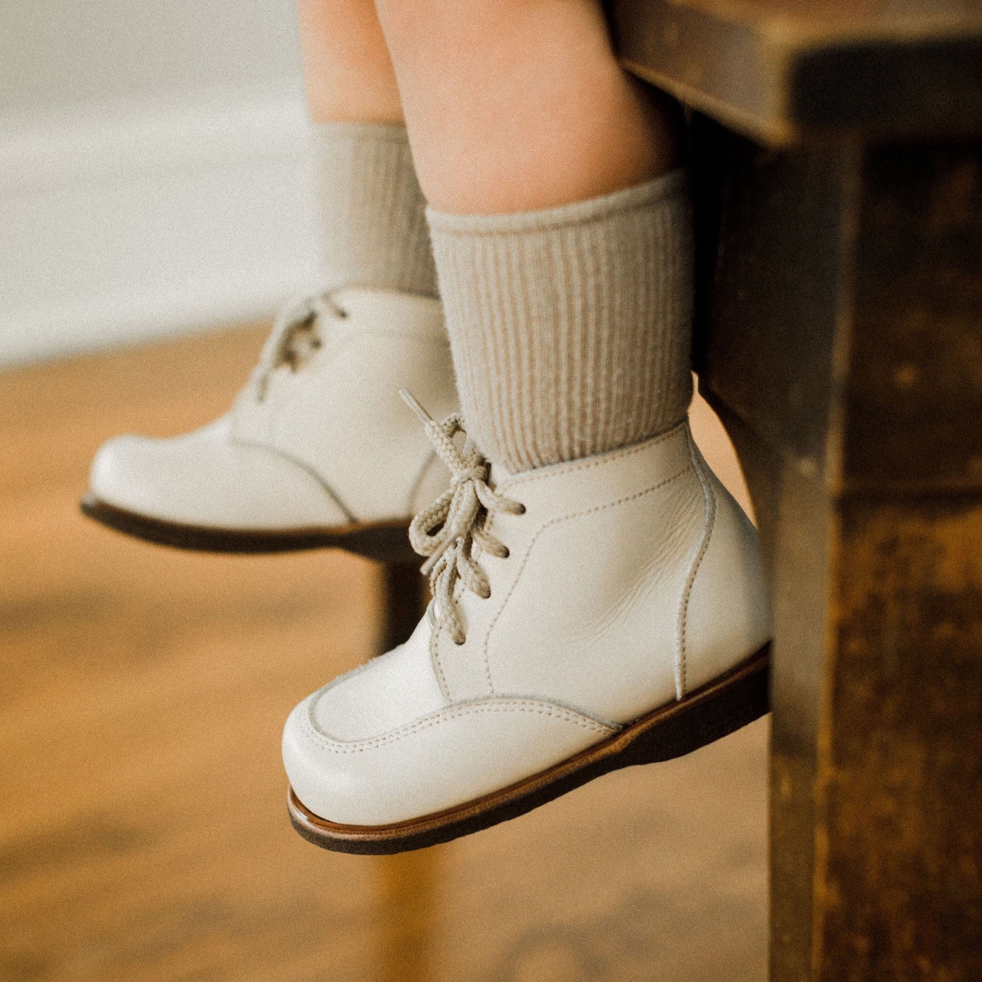 Cream Antigua {Children&#39;s Leather Boots}