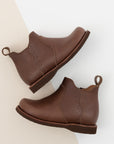 Adelisa & Co dark brown leather Ophelia boots for girls with beautiful floral detailing