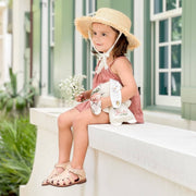 Adelisa & Co nude blush pink leather  Flora sandals for girls.